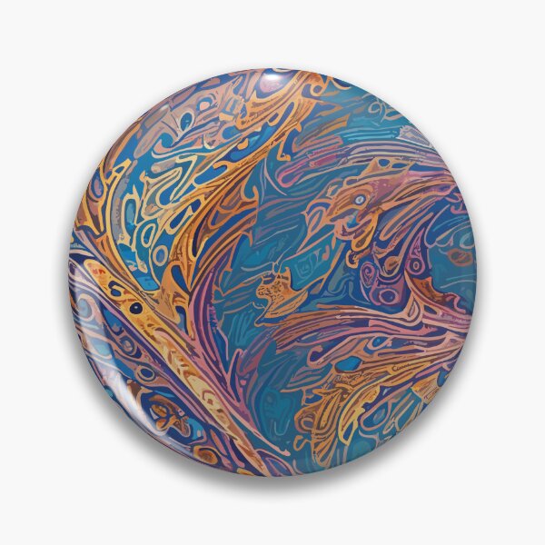 Item preview, A Golden Seaweed Pattern Over a Blue Background designed and sold by venezuel4n.