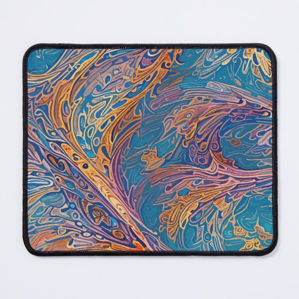 Item preview, A Golden Seaweed Pattern Over a Blue Background designed and sold by venezuel4n.