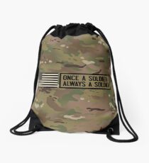 Once a Soldier, Always a Soldier (Camo) Drawstring Bag