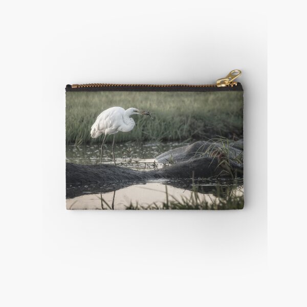 Item preview, Egret Fishing from a Hippo Botswana Africa designed and sold by PhotoArt by Joan Carroll.