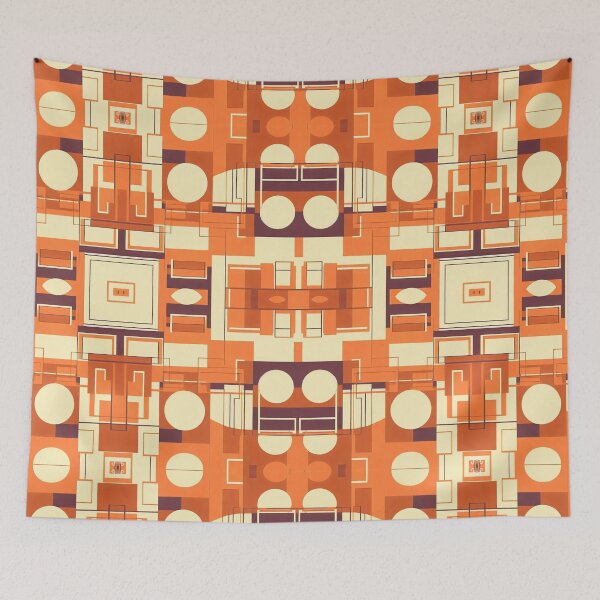 Item preview, Nostalgic Symmetry - Retro Geometric Orange Shapes and Patterns | Vintage-Inspired Design designed and sold by OrangeMG.