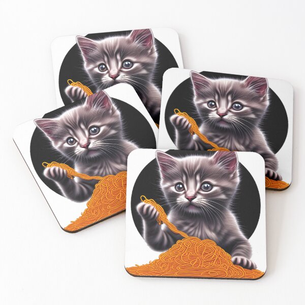 Item preview, Cute kitten eating spaghetti  designed and sold by LifeisStickers.