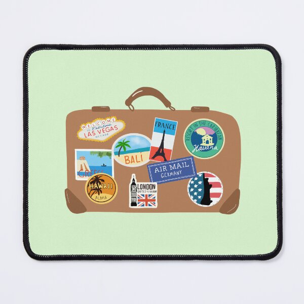 Item preview, Vintage suitcase with travel stickers designed and sold by TheSmileStudio.