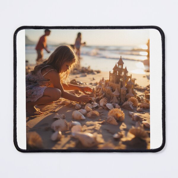 Item preview, Child at the beach building sand castle Mid Journey AI generated. designed and sold by phelanartwork67.