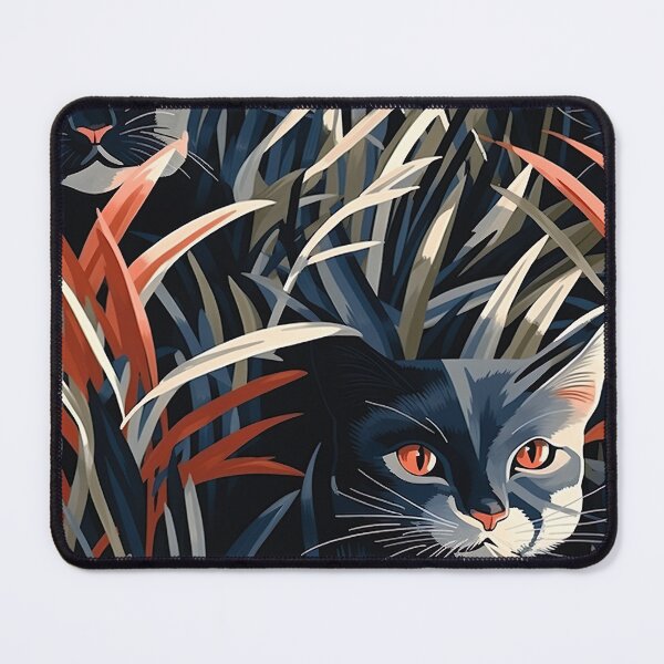 Item preview, Enigmatic Felines - Furry Cats in Graphic Green Grass designed and sold by vadimcarazan.