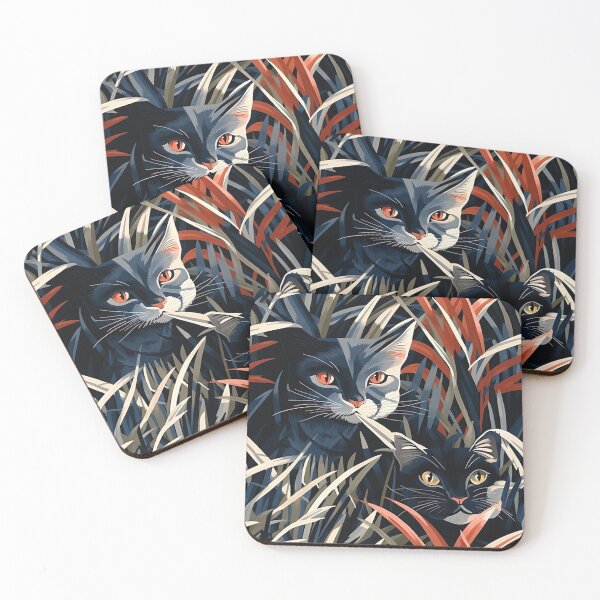 Item preview, Enigmatic Felines - Furry Cats in Graphic Green Grass designed and sold by vadimcarazan.