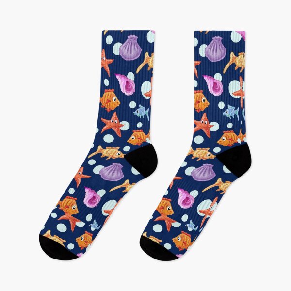 Item preview, Ocean Shells, Cute Fish and Bubbles designed and sold by SOCKSbySBD.