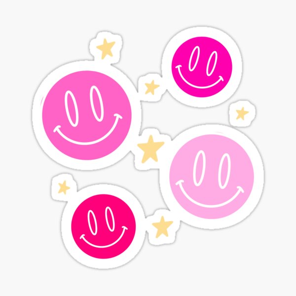 pink smiley sticker, pink happy face sticker, preppy sticker, aesthetic  sticker, die cut smiley sticker, smiley face decal, pink smiley face