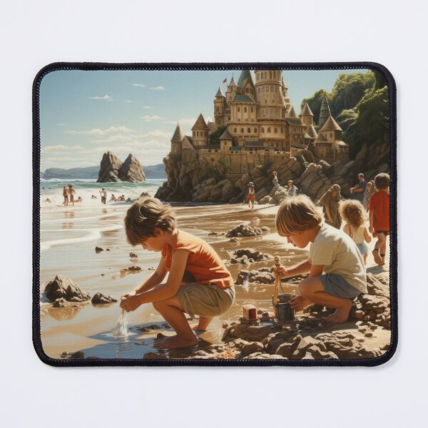 Item preview, Children at the beach playing in the sand. AI Mid Journey generated. designed and sold by phelanartwork67.