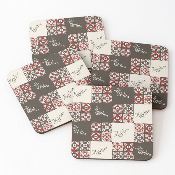 Item preview, Red Brown and Cream Majolica Tiles Pattern designed and sold by capefox.