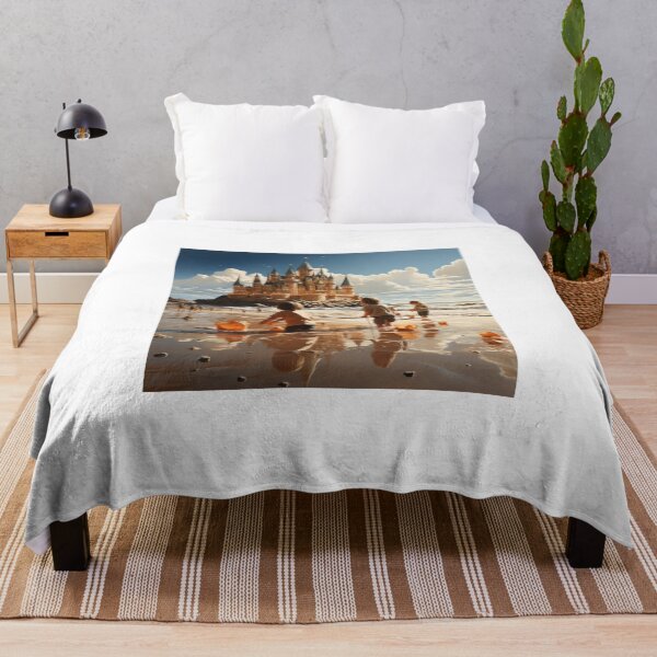 Item preview, Children playing at the beach with magic castell in the backround AI Mid Journey.  designed and sold by phelanartwork67.