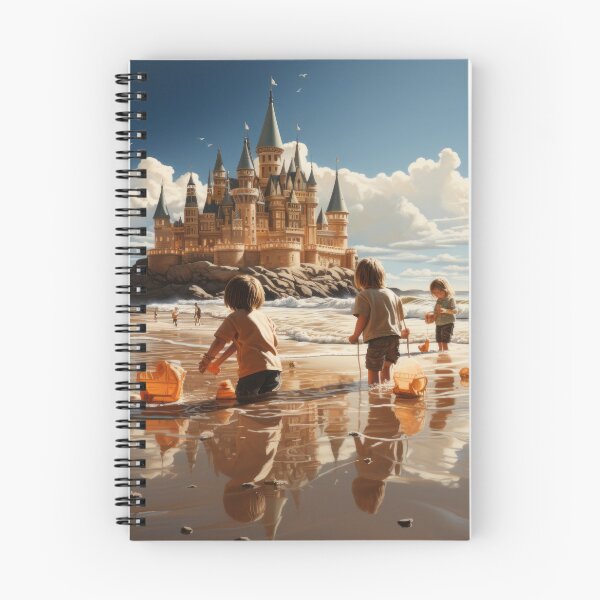 Item preview, Children playing at the beach with magic castell in the backround AI Mid Journey.  designed and sold by phelanartwork67.