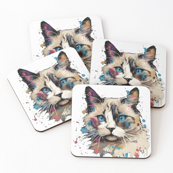 Item preview, WhiskerWaves Abstract Ragdoll Cat Painting for Your Feline-Inspired Home Decoration designed and sold by DooodleGod.