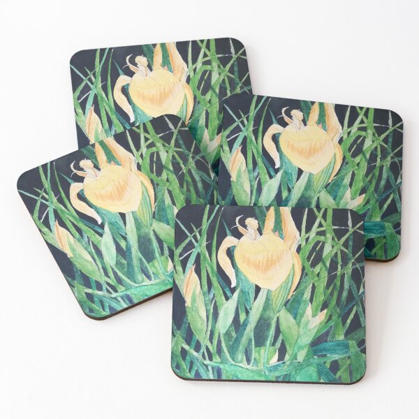 Item preview, Yellow irises watercolour painting designed and sold by esvb.