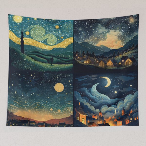 Item preview, Starry Night in Four Styles designed and sold by LadybellVintage.