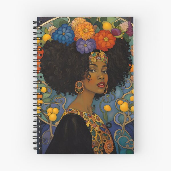 Item preview, Women's Boho Art Nouveau Black Woman and flowers designed and sold by Glimmersmith.