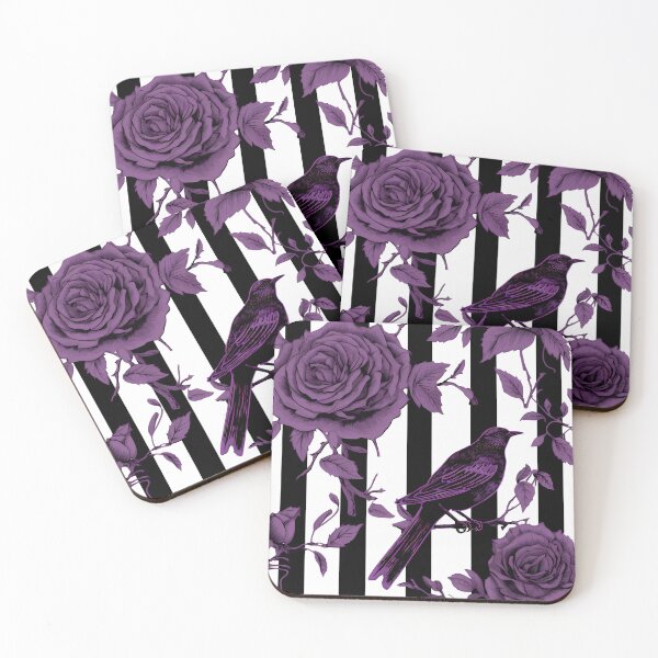 Item preview, Stripes With Purple Roses and Crows designed and sold by VTZ designs.