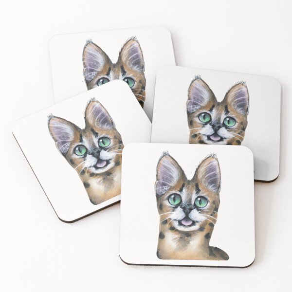 Item preview, Serval cat watercolour painting designed and sold by Funsize-Art.