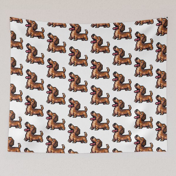 Item preview, Happy dachshund pixel art designed and sold by PexelBoi.