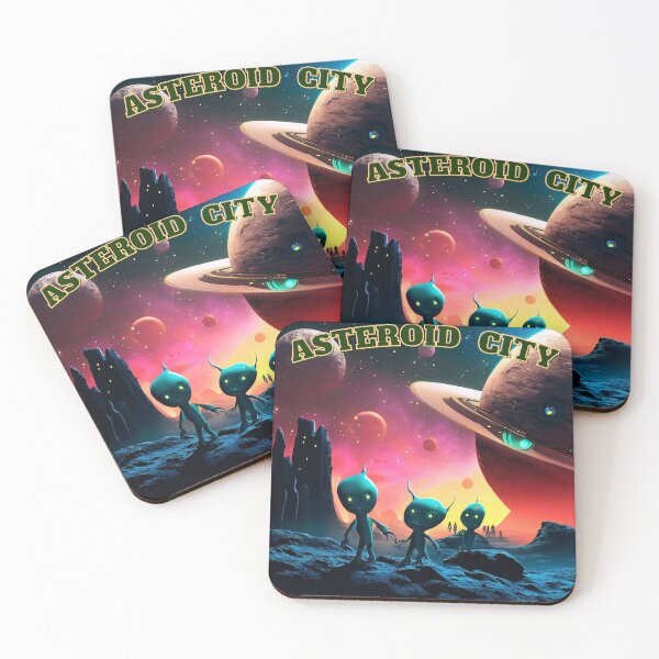 Item preview, Asteroid City & Friendly Aliens - Vibrant Sci-Fi Art - SoberSips designed and sold by SoberSips.