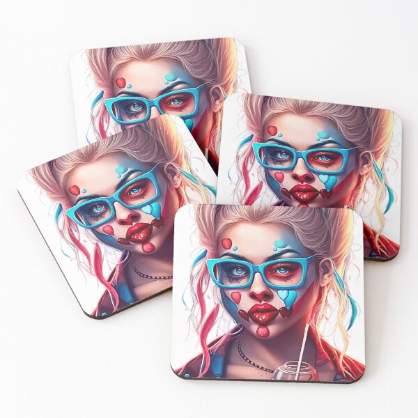 Item preview, Image of a Beautiful Girl in Colorful Glasses with a Cocktail designed and sold by PixelSpectrum.