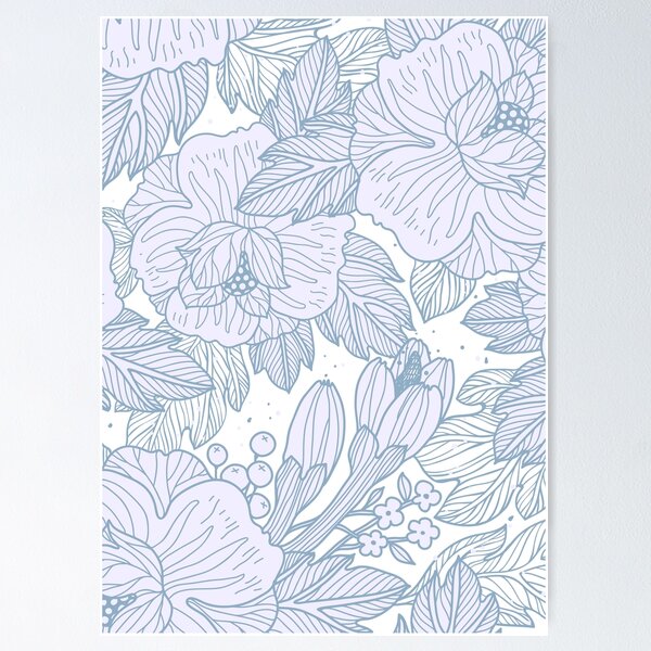 Item preview, Blue floral pattern designed and sold by otyliadesign.