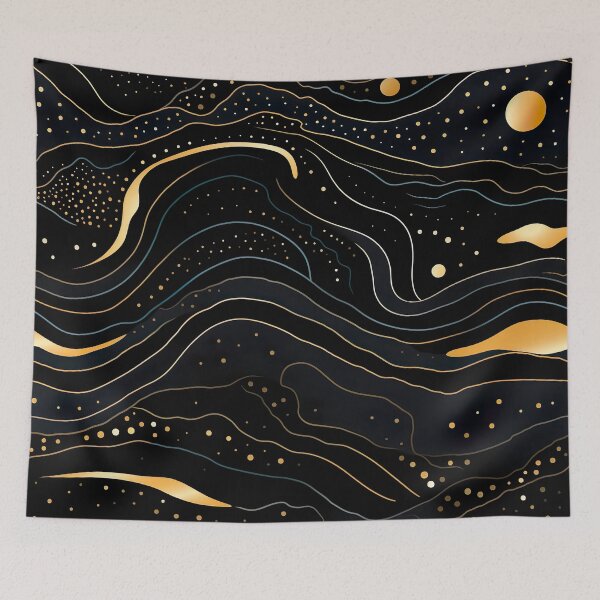 Item preview, Cosmic Constellations - Whimsical Topography in Black and Gold designed and sold by vadimcarazan.