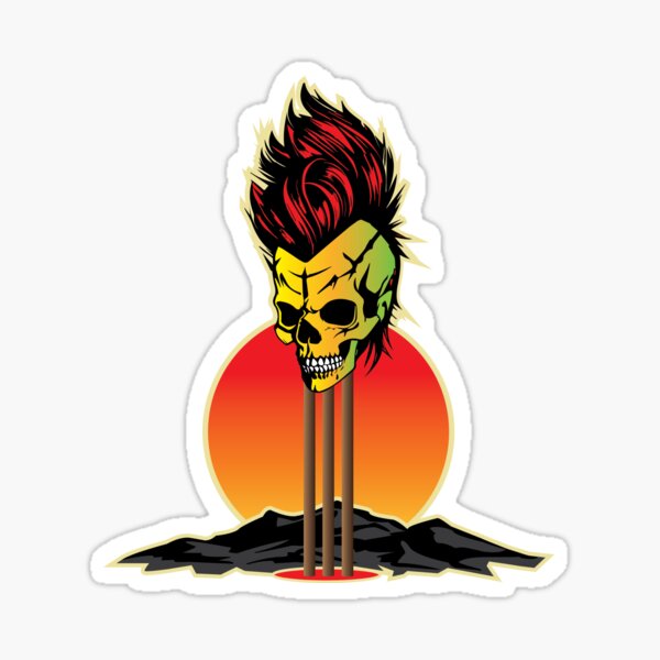 Item preview, Skull with mohican resting on sticks. designed and sold by KoandZo.