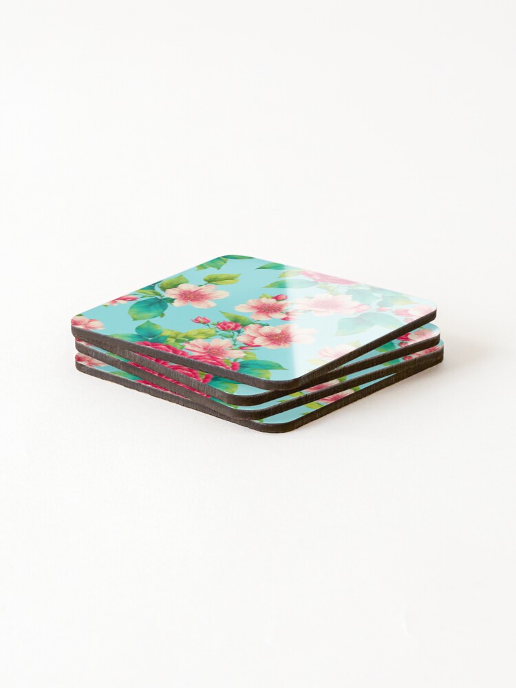 Thumbnail 4 of 5, Coasters (Set of 4), Springtime Splendor: Colorful Flower Pattern designed and sold by aurahealing.