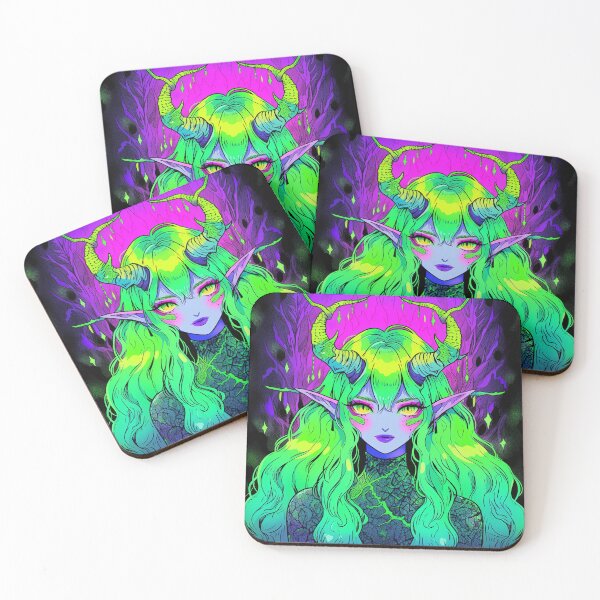 Item preview, Beautiful Green Horned Anime Alien Woman designed and sold by bubblegoth.
