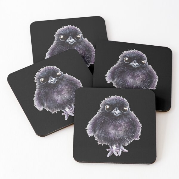 Item preview, Baby crow chick watercolour painting designed and sold by Funsize-Art.