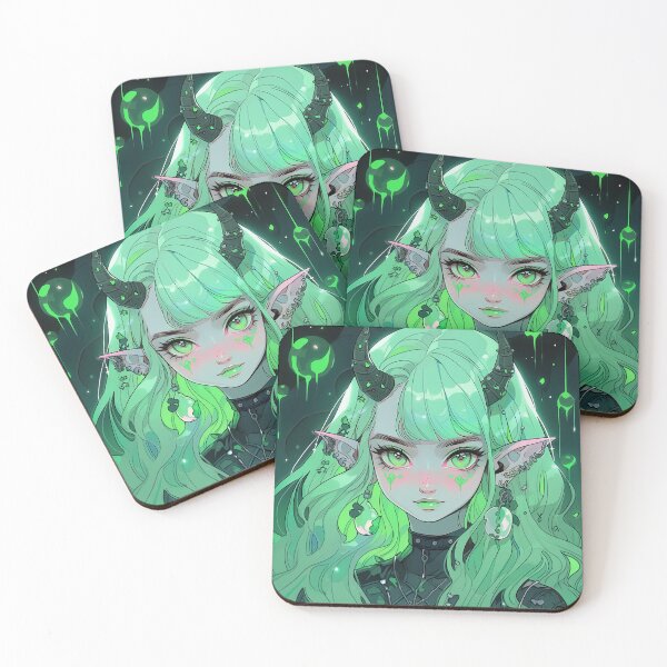 Item preview, Beautiful Green Ethereal Elf Anime Girl designed and sold by bubblegoth.