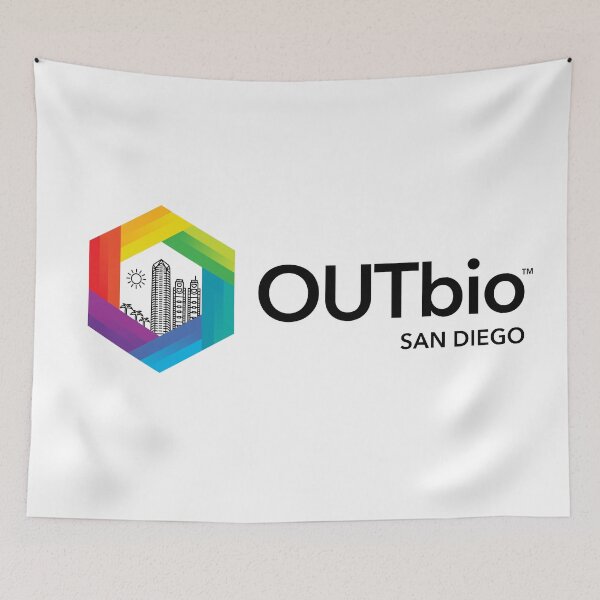 Item preview, OUTbio San Diego Rainbow Logo with Horizontal Black Text designed and sold by OUTbioSanDiego.