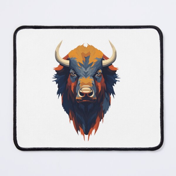 Item preview, Stunning Buffalo Head with Gray, Orange, and Rust-Colored Hair designed and sold by ShopWilPrints.
