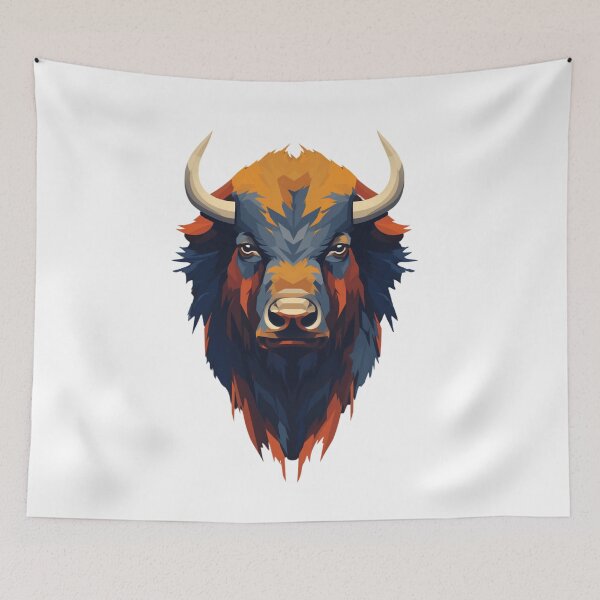 Item preview, Stunning Buffalo Head with Gray, Orange, and Rust-Colored Hair designed and sold by ShopWilPrints.
