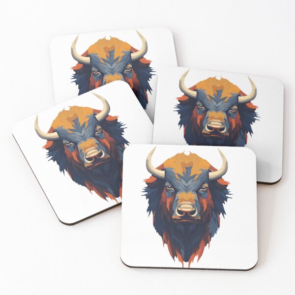 Item preview, Stunning Buffalo Head with Gray, Orange, and Rust-Colored Hair designed and sold by ShopWilPrints.