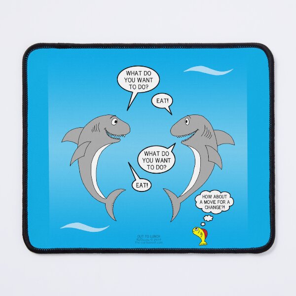 Item preview, Lo que les gusta hacer a los tiburones - ¡Comer! designed and sold by Out to Lunch Cartoons and More.