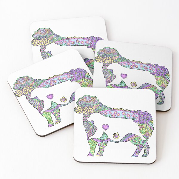 Item preview, Zentangle Sheep Aussie in pastels  designed and sold by Justbijou.