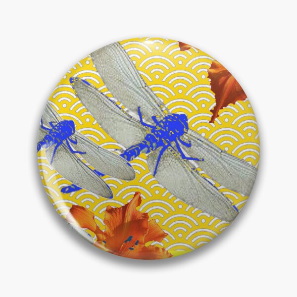 Artikelvorschau, ABSTRAKTE BLAUE LIBELLEN ORANGE LILIE MUSTERKUNST entworfen und verkauft von sharlesart.