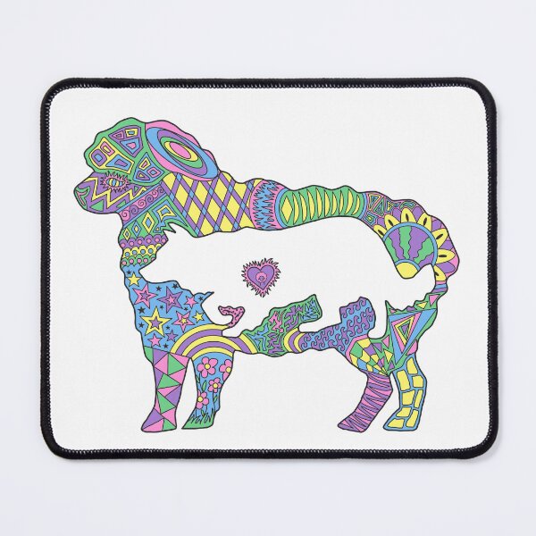 Item preview, Zentangle Border Collie Sheep in pastels designed and sold by Justbijou.