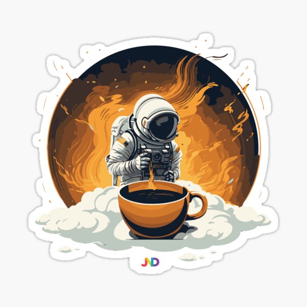 Cosmic Caffeination: Astronaut's Aromatic Delight Sticker