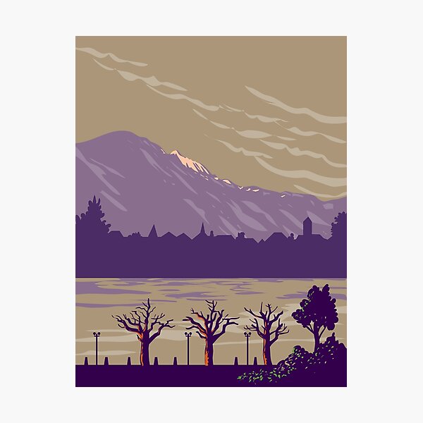Item preview, Interlaken and the  Swiss Alps in Bern Switzerland WPA Art Deco Poster  designed and sold by patrimonio.