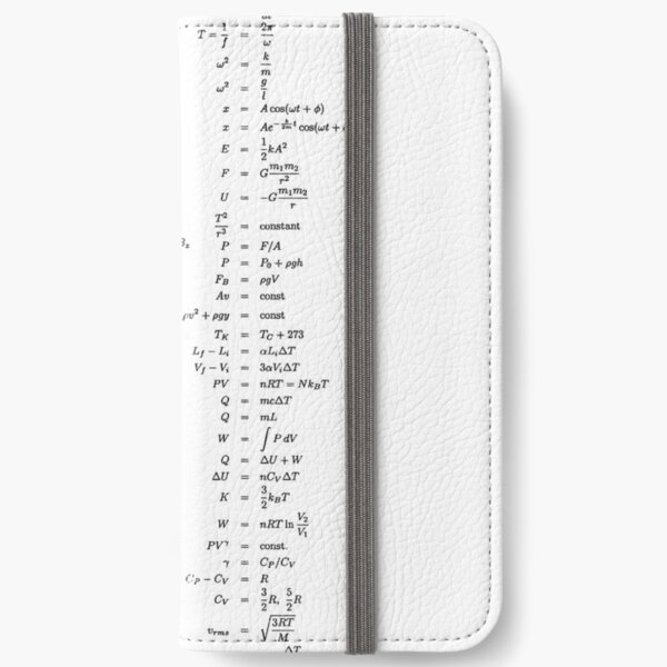 Physics, length, distance, height, area, volume, time, speed, velocity, area rate, diffusion coefficient, kinematic viscosity, specific angular momentum, thermal diffusivity iPhone Wallet