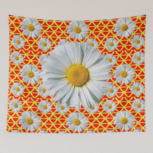 Item preview, WHITE SHASTA DAISY PATTERNS RED ART designed and sold by sharlesart.