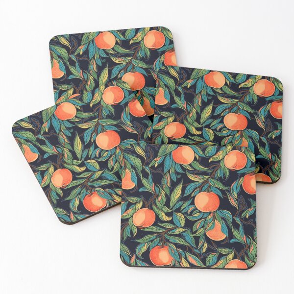 Item preview, Vibrant Peaches Fruits and Leaves Pattern designed and sold by EpicFoxArt.