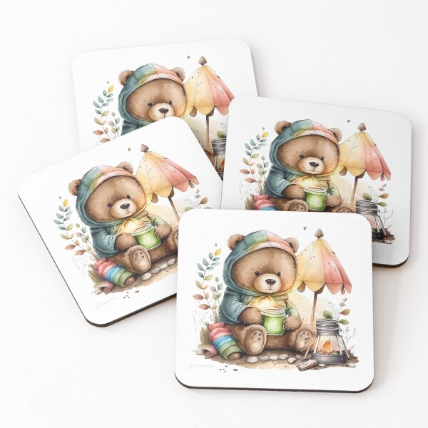 Item preview, Adventure Awaits Bear Camping Watercolor designed and sold by BobilandStore.