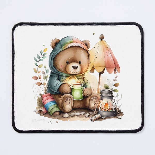 Item preview, Adventure Awaits Bear Camping Watercolor designed and sold by BobilandStore.