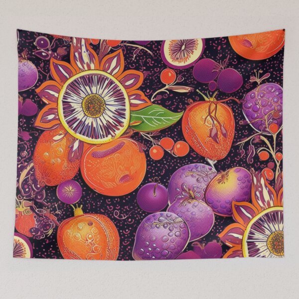 Aperçu de l'œuvre Vibrant Art Brut Motif de fruit de la passion créée et vendue par EpicFoxArt.