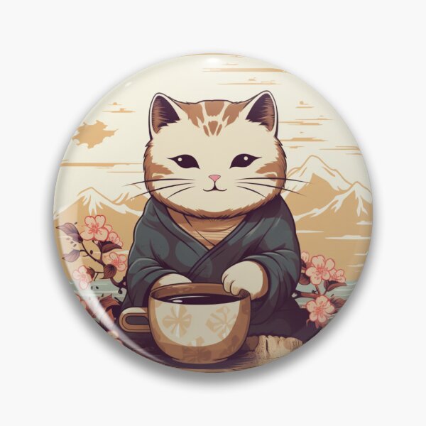Item preview, Cat Drinking Coffe Tea Kawaii Cutte designed and sold by ArtFromBeyond.