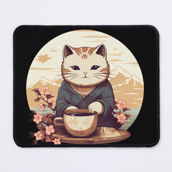 Item preview, Cat Drinking Coffe Tea Kawaii Cutte designed and sold by ArtFromBeyond.